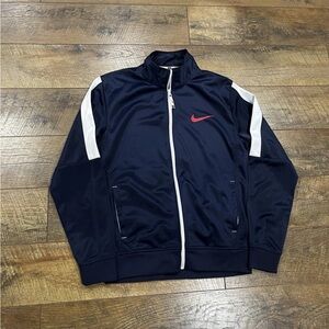 Vintage Y2k Nike Track Jacket Navy Blue Medium 90s Theme Tricot Poly Early 2000s
